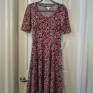LuLaRoe Red and Black Patterned Midi Dress